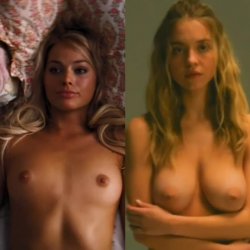 Margot Robbie & Busty Sydney Sweeney Celebrity Actress Thots Tits Boobs