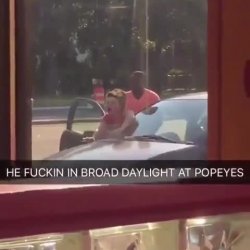 BM pulled up to his Popeye’s job n he stood on business right outside