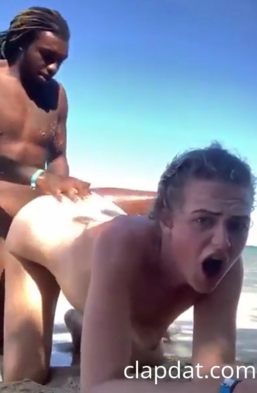 Thick white gf getting nailed with black dick on the vacation beach. #IGVACEji