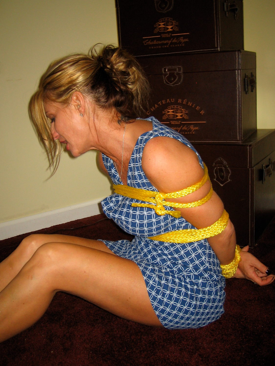 Bondage Wife in a blue dress #ShO0OtjE