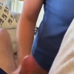 Moms doing her best to please her man and distract the kids