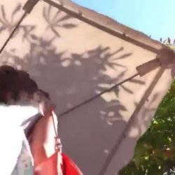Upskirt (once upon a time during 2020…) (checking if her mask matched her red thong)
