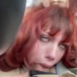 bimbo whore gags on cock in car