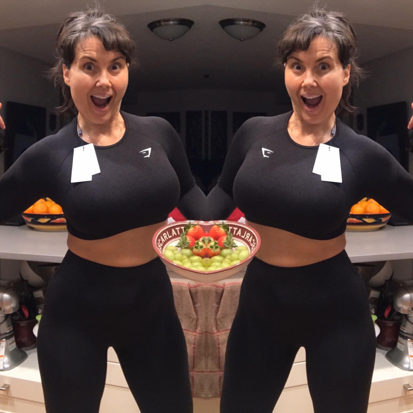 dbrbvstj Best Friends mom in sports bras and yoga pants #dbRBvsTJ