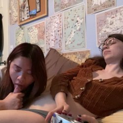 Mia Thorne Sucks Trans GF’s Cock While She Plays