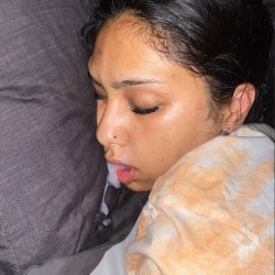 Nut in her mouth while she sleeps
