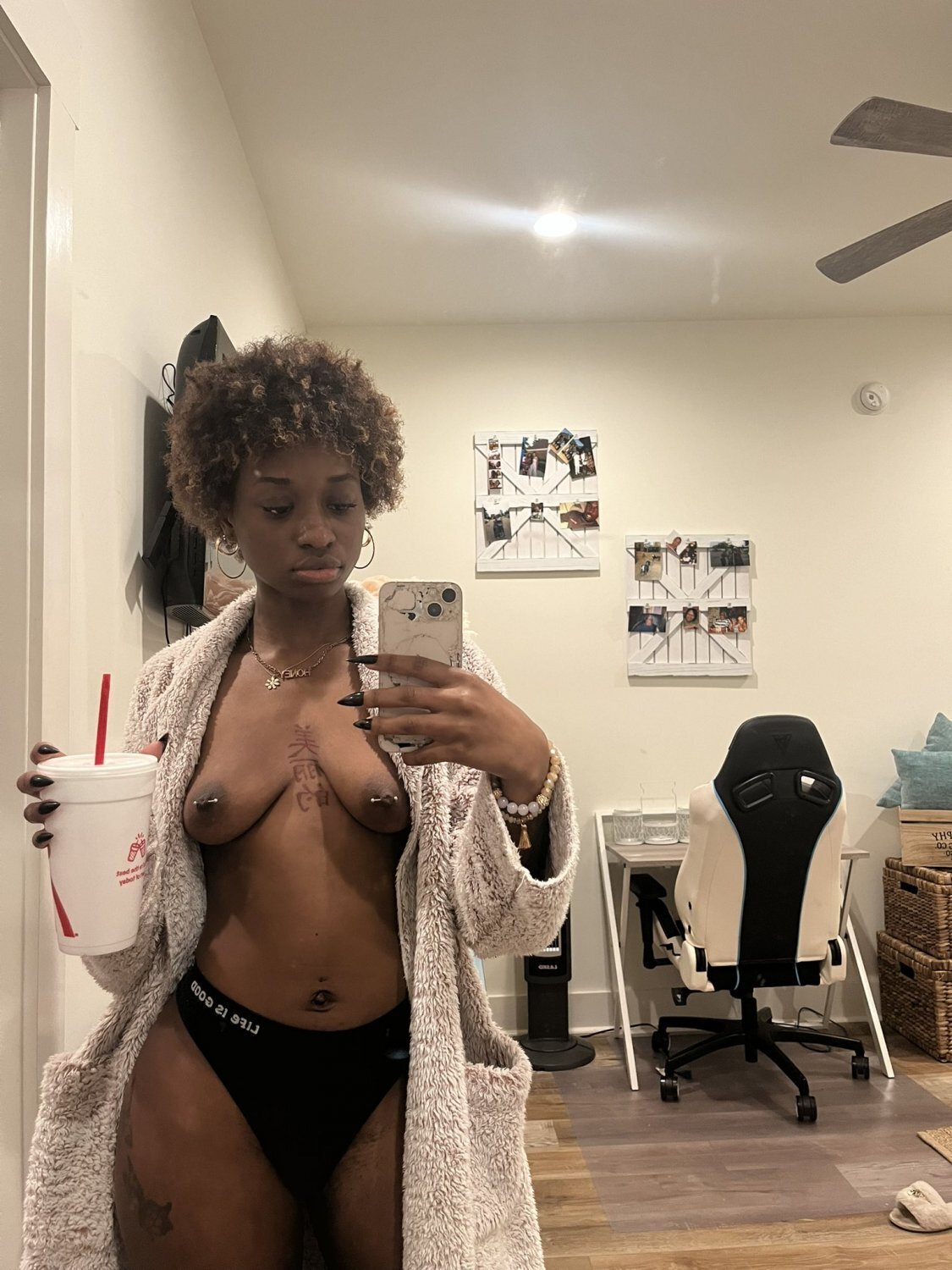 Dark Skin Tomboy Short Hair Baddie #w009Ewln