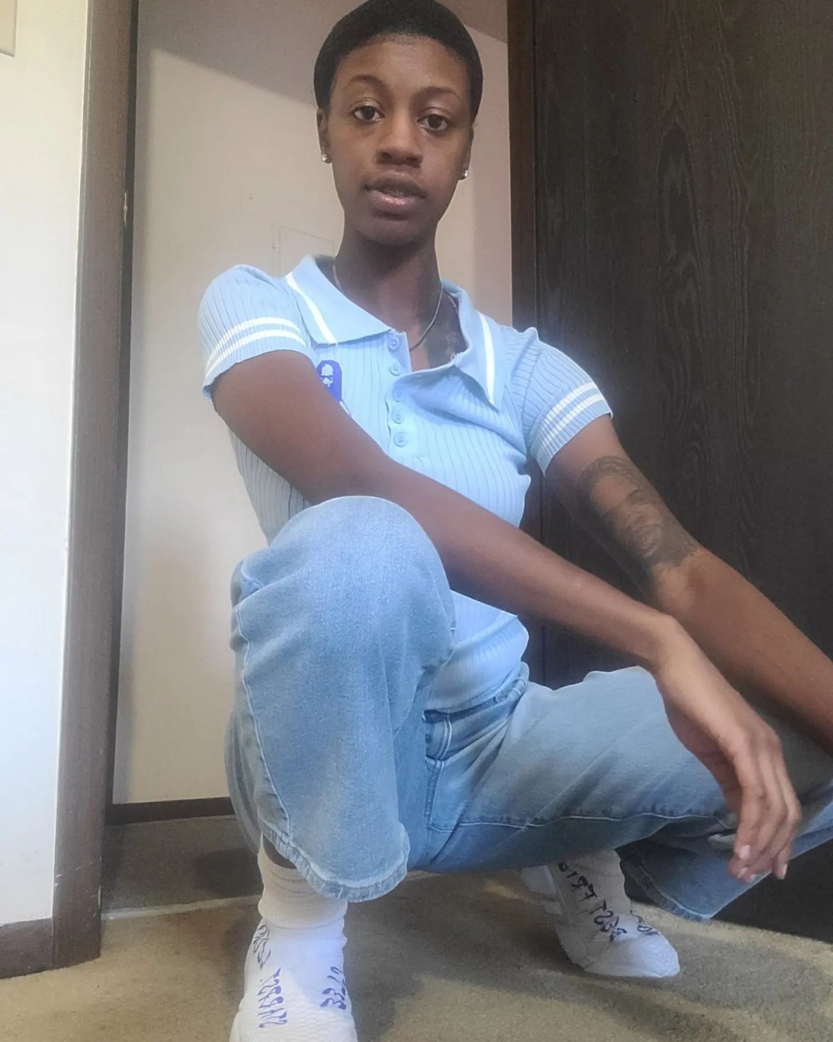 Black Dark skin Tattoo Short Hair Tomboy Lil Booty #wZL1WTvq