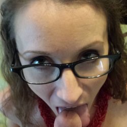Sexy brunette wife shows off for cum facials