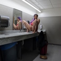 She Gets Caught In Airport Bathroom Masturbating