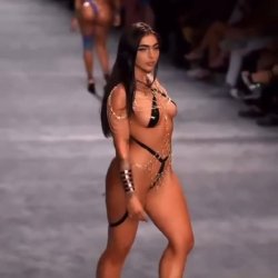 blonde model perfect body on runway