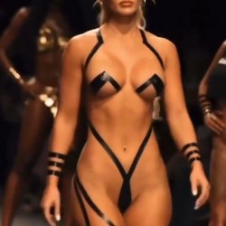 hot blonde model on runway